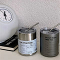 Coffee Cup Thermos 304 Stainless Steel Double -Layer Cooler Straw Cup Portable Reusable Ins Ice American Coffee Mug Water Bottle