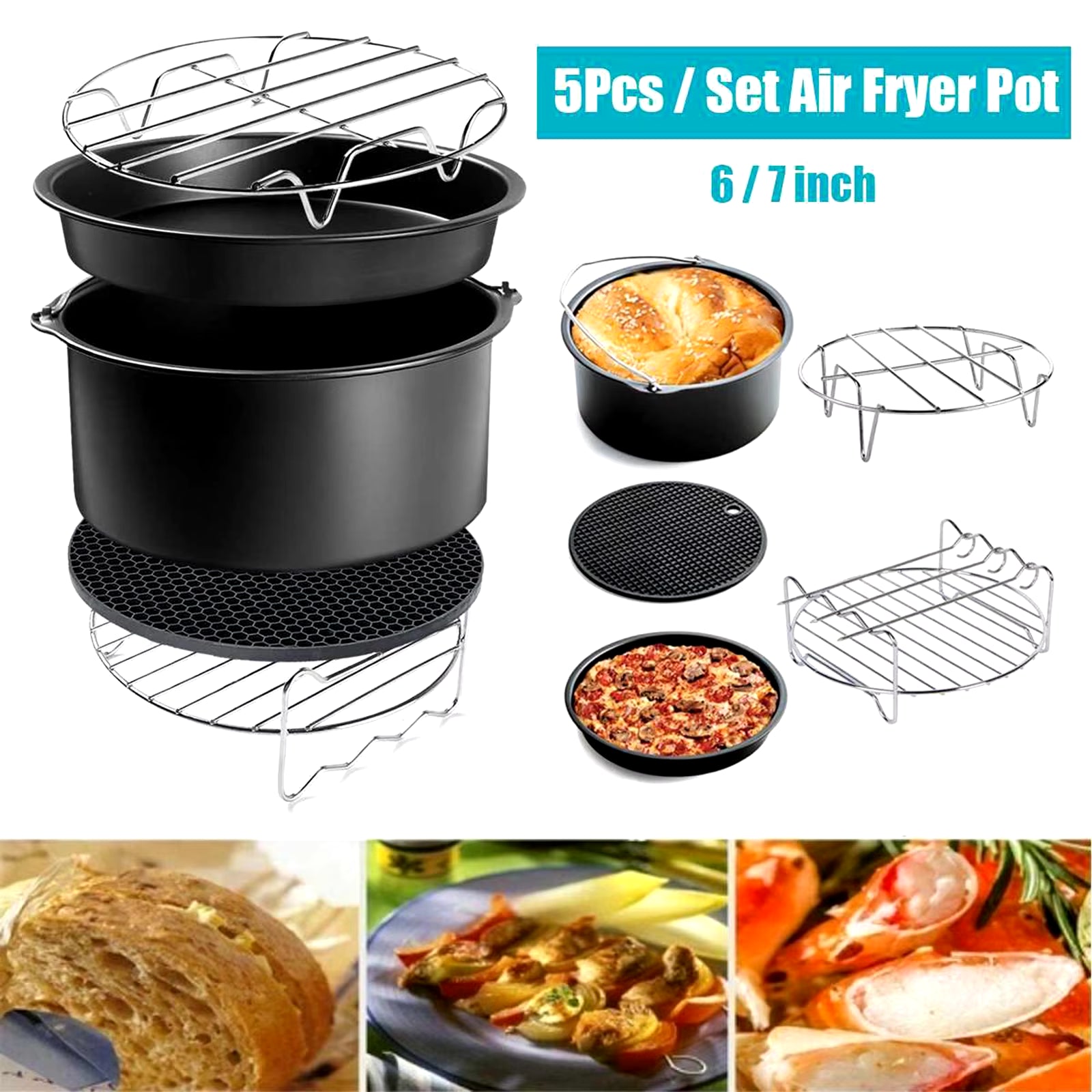 6 Inches Heißluftfritteuse Accessories Tray Grill Toast Insulation Pad 3.2QT-5.8QT Kitchen Tools