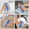 Kitchen Towels (20X30 Inches 6 Pack) Extra Large Premium Dish Towels for Kitchen Blue & White Dish Cloths Highly Absorbent 100% Cotton Kitchen Hand Towels with Hanging Loop Tea Towels