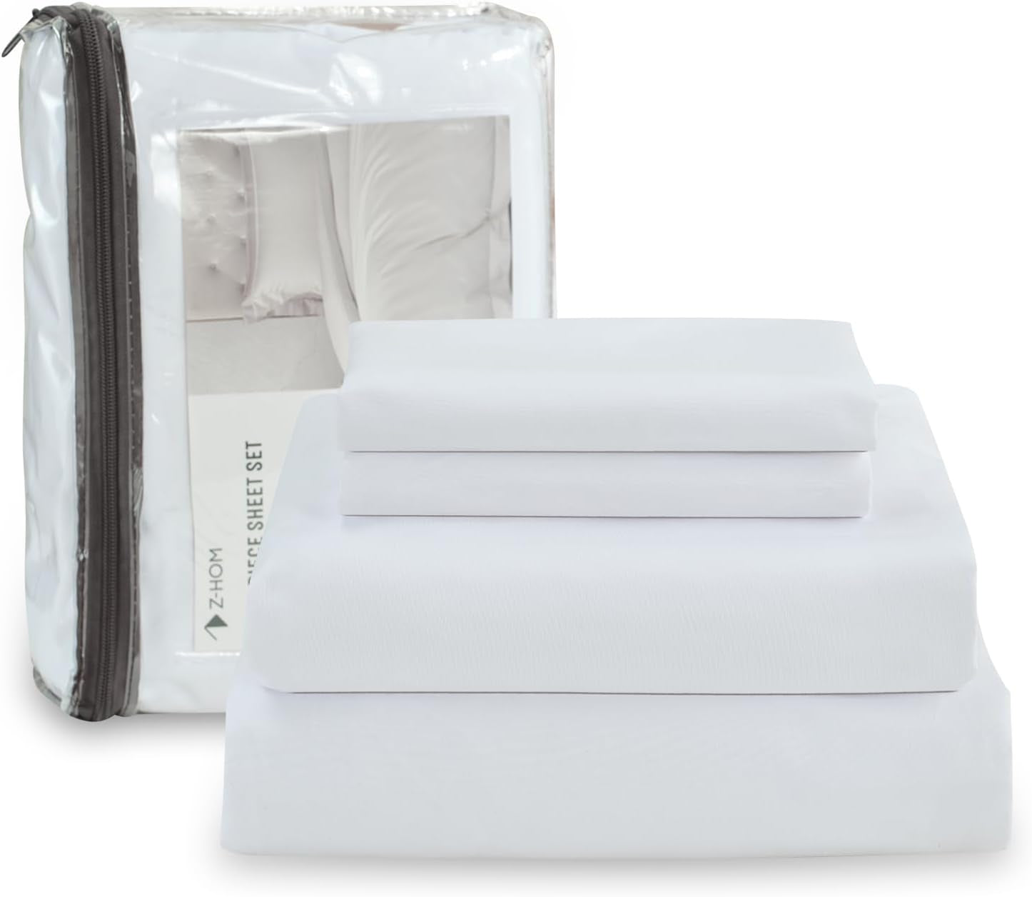 Queen Bed Sheets Set, 4 Piece Upgraded & Certified Sheets, Hotel Luxury Bedding Sheets & Pillowcases, Extra Soft & Wrinkle Free Sheets Cover, Deep Pocket Queen Sheets up to 16 Inch, Queen, White
