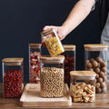 Squared Transparent Glass Food Storage Jar with Lid Tea Coffee Beans Container Snack Nuts Sealed Box Kitchen Organizer