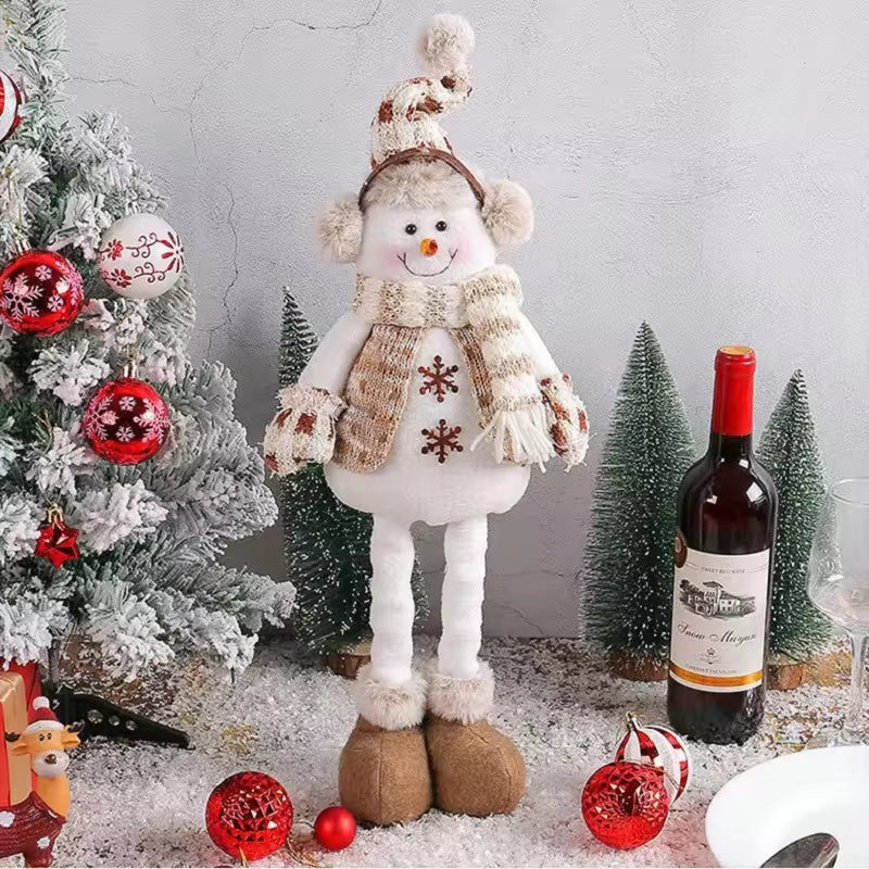 Christmas Snowman Telescopic Doll New Knitted Elk Doll Window Scene Christmas Decoration Merry Christma Gift Happy New Year 202