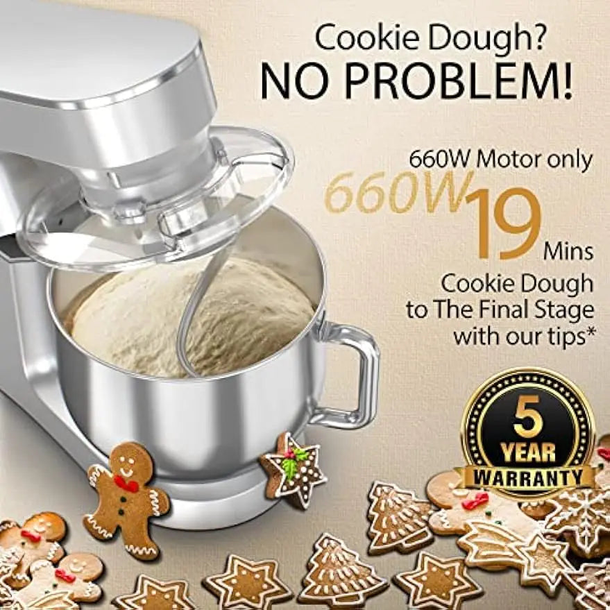 9.5 Qt. 660W 10-Speed Electric Kitchen Mixer with Dishwasher-Safe Dough Hooks, Flat Beaters