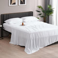 Queen Bed Sheets Set, 4 Piece Upgraded & Certified Sheets, Hotel Luxury Bedding Sheets & Pillowcases, Extra Soft & Wrinkle Free Sheets Cover, Deep Pocket Queen Sheets up to 16 Inch, Queen, White