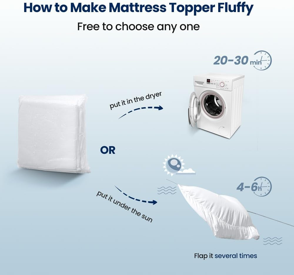 Mattress Topper Queen Size Extra Thick Mattress Pad 8-21" Deep Pocket Soft down Alternative Fill Mattress Protector Pillow Top Mattress Cover (60X80 Inches, White)