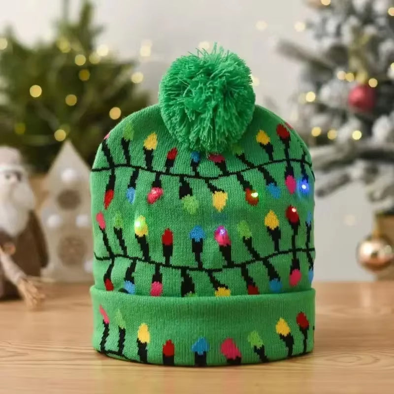 Christmas Hat Year Xmas Party Decor Creative Flashing Led Light Snowman Winter Warm Color Knitted Cap Christmas Gift Christmas