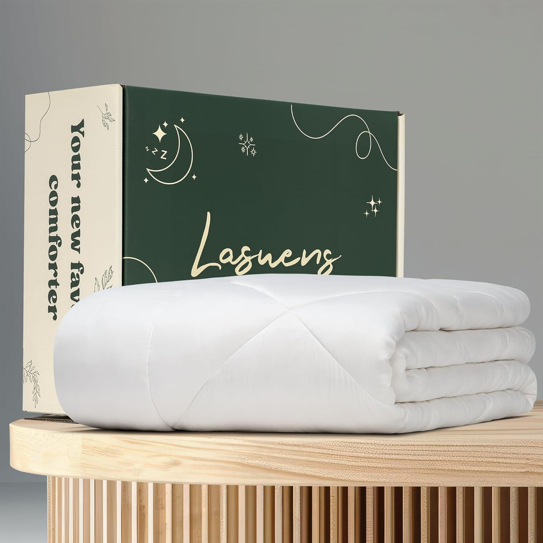 Cooling Comforter, Made from 100% Viscose Made from Bamboo, Organic Fluffy and Soft down Alternative Duvet Insert (King/All Seasons)