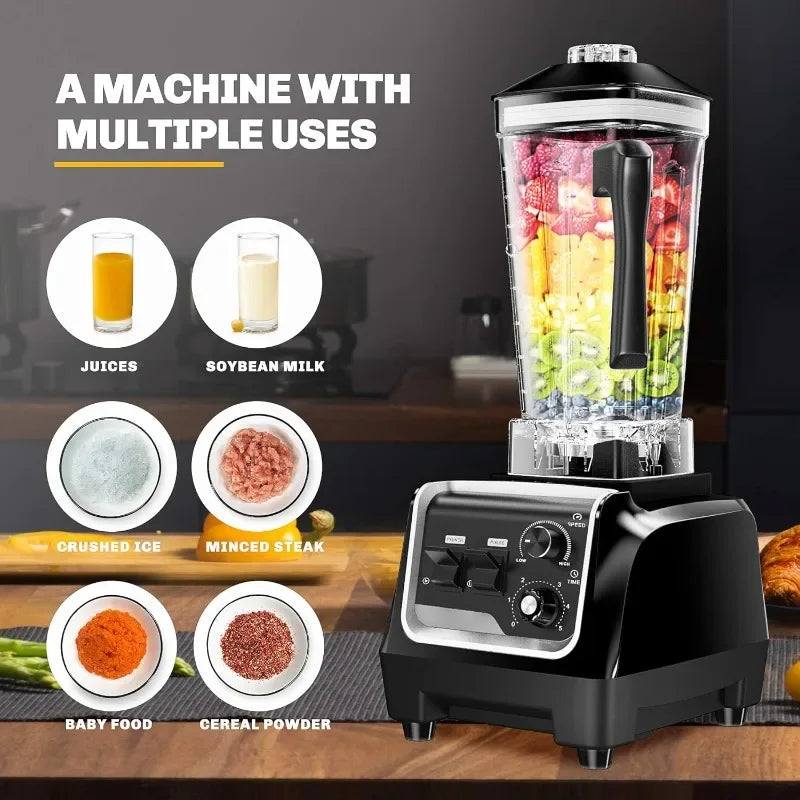 Professional Countertop Blender for Kitchen Max 2200W High Power Home and Commercial Blender with Timer, Variable Speed