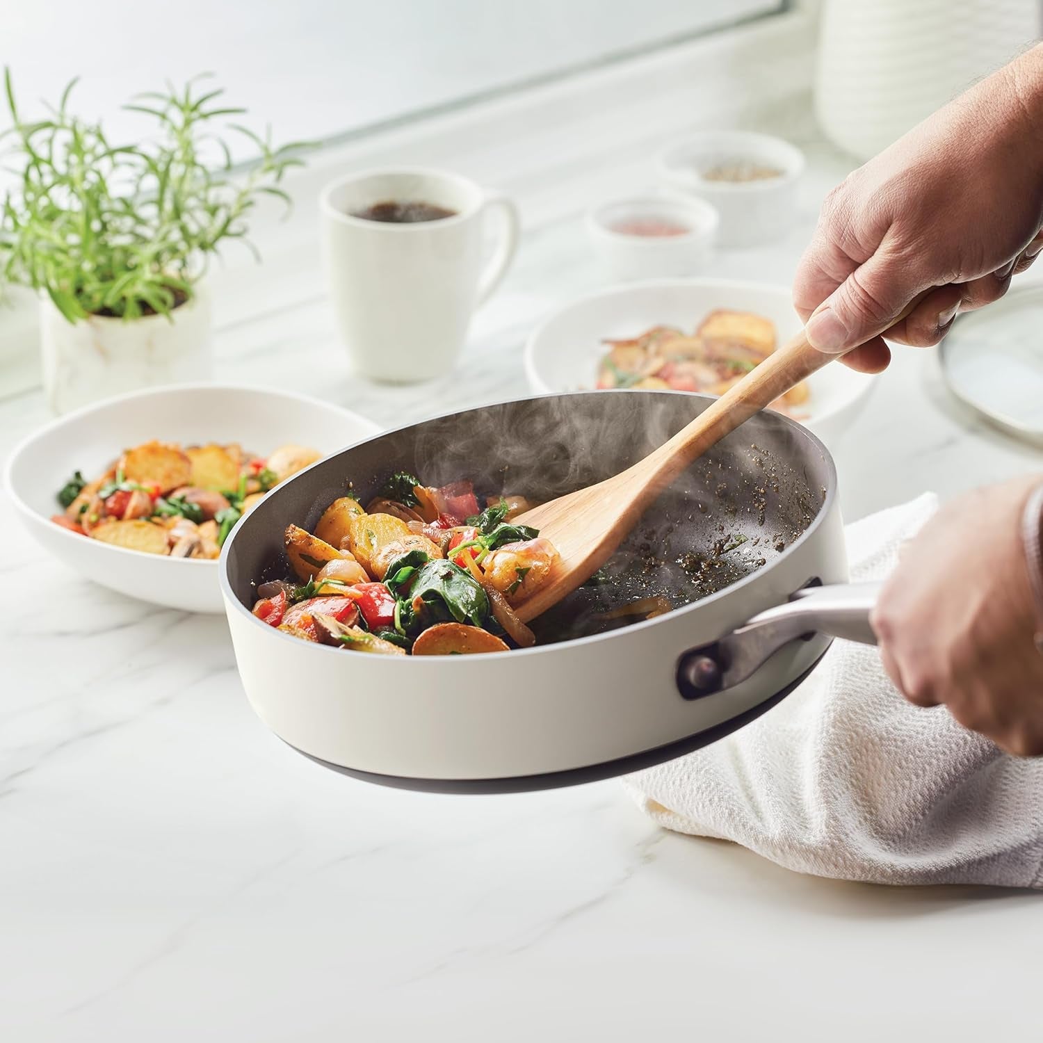 Achieve Hard Anodized Nonstick Cookware Pots and Pans Set, 9 Piece - Cream
