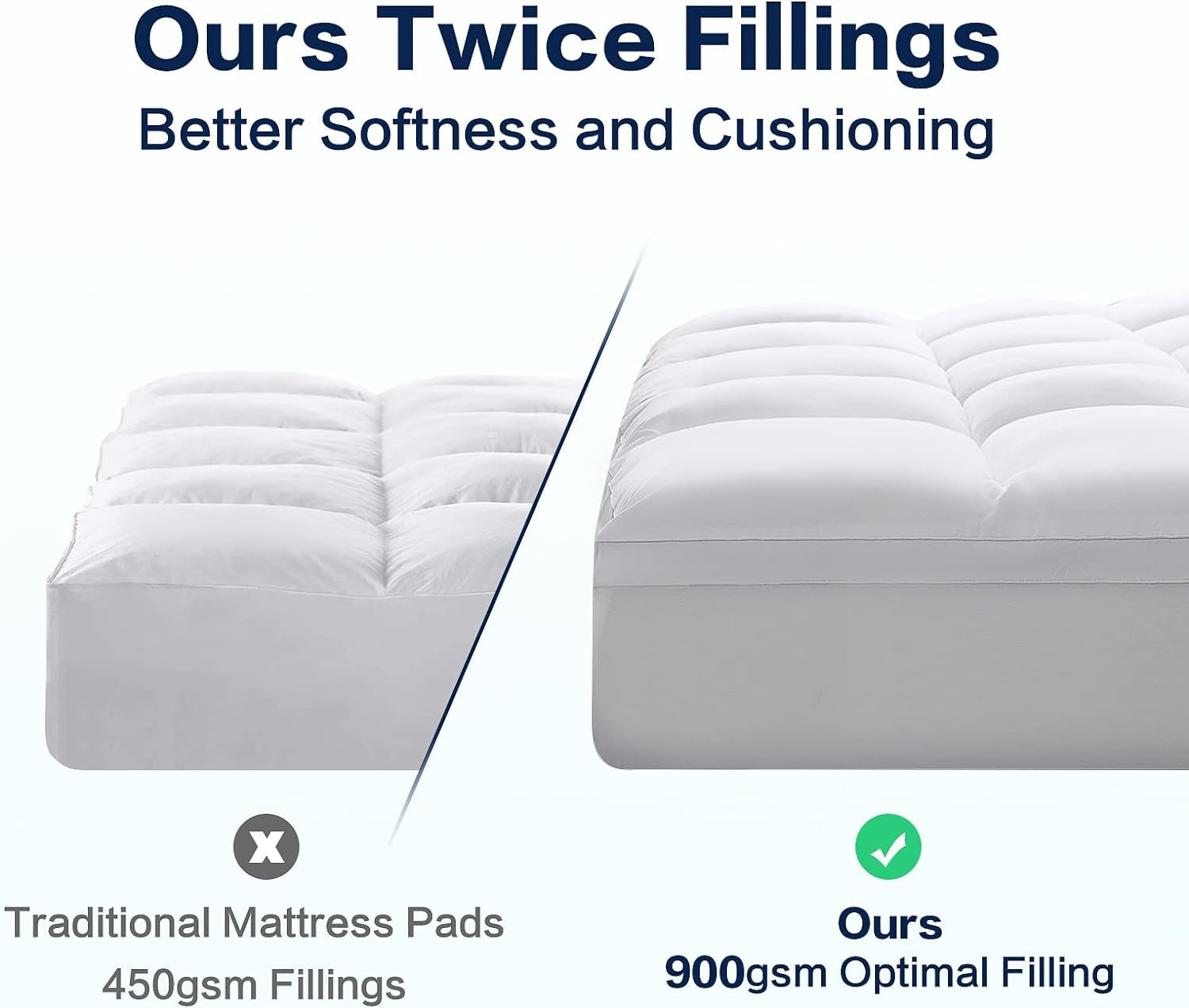 Mattress Topper Queen Size Extra Thick Mattress Pad 8-21" Deep Pocket Soft down Alternative Fill Mattress Protector Pillow Top Mattress Cover (60X80 Inches, White)