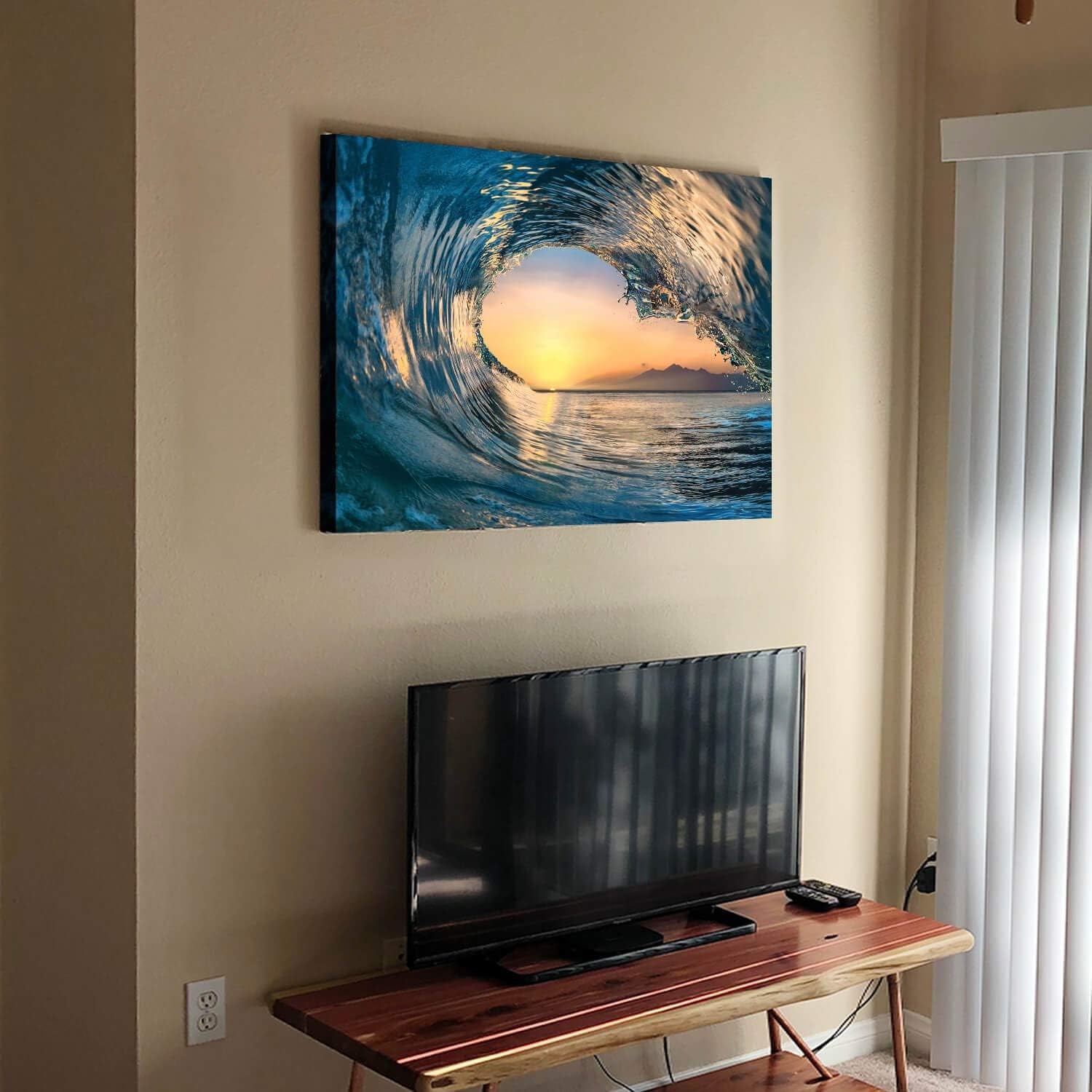 Ocean Wave Picture Wall Art: Tropical Seascape Sunset Canvas Prints for Office (36'' X 24'' X 1 Panel)