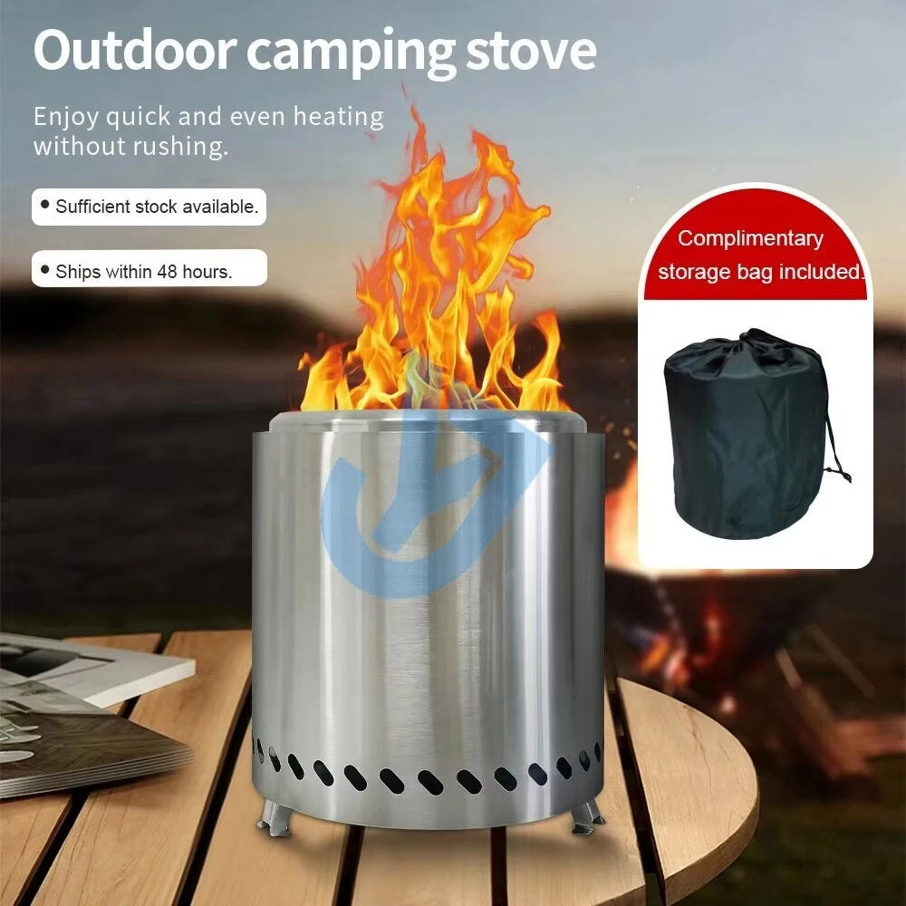 Outdoor Camping Non-Smoking Portable Stainless Steel Burner Heater Mini Fire Wood Stove Campfire Stove Pit Fire Basin Equipment