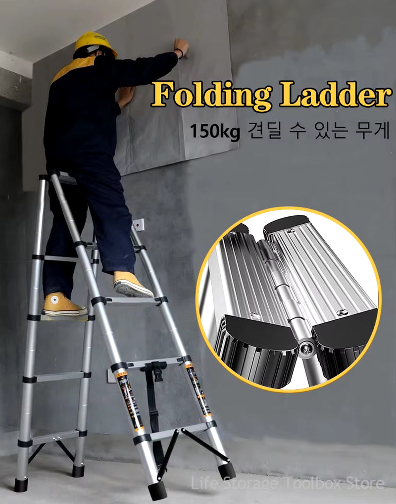 Stainless Steel Folding Ladder for Home Telescopic Ladders Scaffolding Ladder Engineering Stairs Herringbone 4Step Ladder 사다리접이식