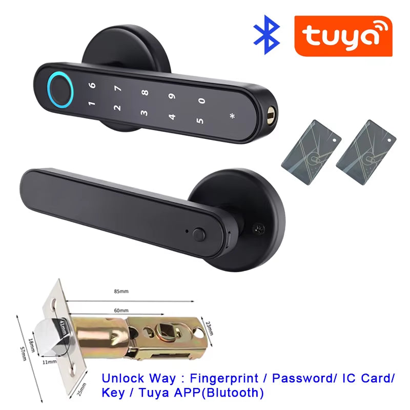 Tuya Smartlife APP Smart Fingerprint Password RFID Card Lock Dead Bolt with Key for Indoor Wooden Metal Door