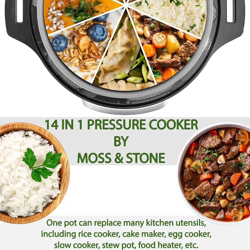 Electric Pressure Cooker with Large LCD Display, Multi-Use 6 Quart Electric Pot, 14 in 1 Slow Cooker, Rice Cooker