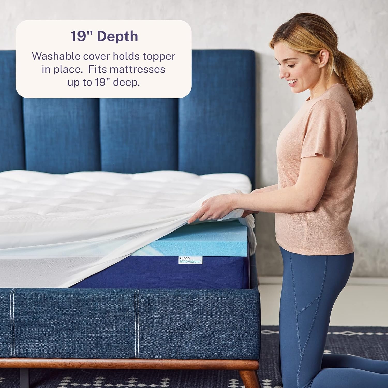 Cooling Comfort Gel Memory Foam Dual Layer Mattress Topper, 4 Inch, King Size, Pillow Top Cover