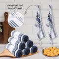 Kitchen Towels (20X30 Inches 6 Pack) Extra Large Premium Dish Towels for Kitchen Blue & White Dish Cloths Highly Absorbent 100% Cotton Kitchen Hand Towels with Hanging Loop Tea Towels