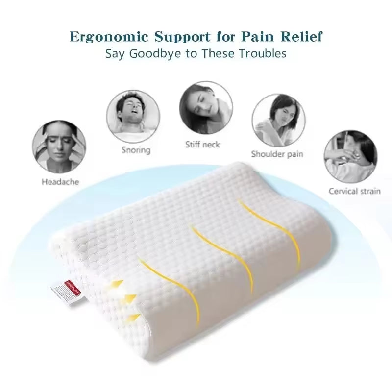 1Pc Memory Foam Pillow, Knitted Fabric Polyurethane Slow Rebound Temperature Sensing Water Cube Pillow Core for Anti-Snoring Nec