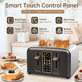 Toaster 4 Slice, Stainless Toaster LCD Display & Touch Button, 6 Bread Selection, 7 Shade Settings, 1800W, Dark Metallic