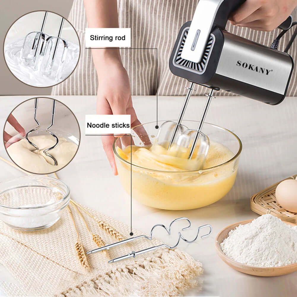 800W High Power Electric Food Mixer Dough Blender Egg Beater Spiral Whisk Cream Mixer for Household Kitchen Cooking Tools