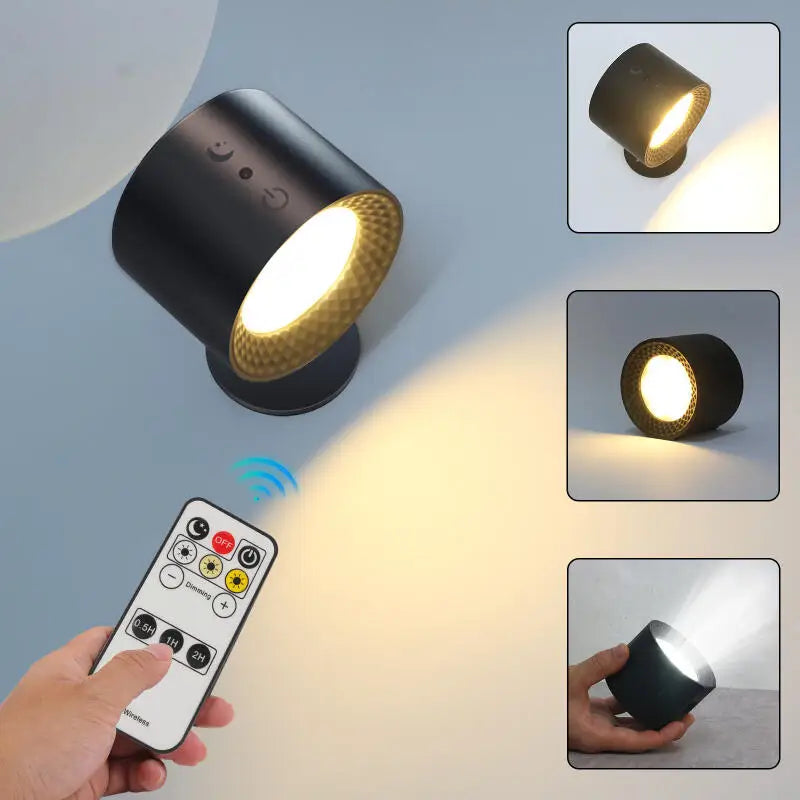 LED Wall Lamp Smart Magnetic Wall Light Touch Reading Lamp Remote Control Rotatable USB Rechargeable Portable Night Light