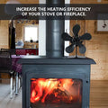 Black Fireplace 5 Blades Heat Powered Stove Fan Log Wood Burner Ecofan Quiet Home Fireplace Fan Efficient Heat Distribution