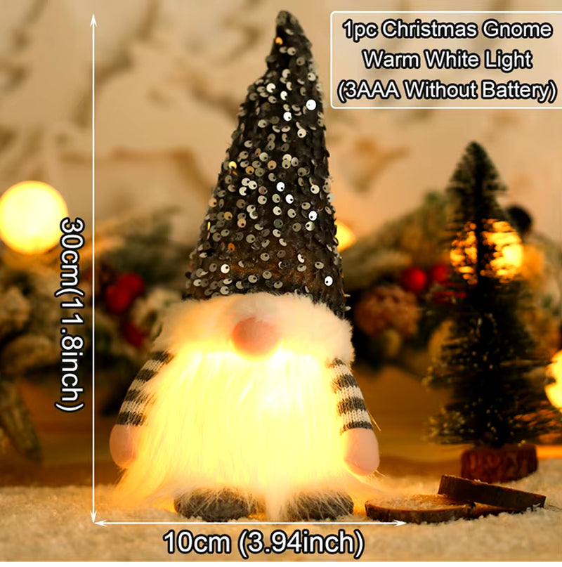 Christmas Doll Elf Gnome with Led Light Christmas Decorations 2024 for Home Xmas Navidad New Year 2025 Children'S Gifts Supplies