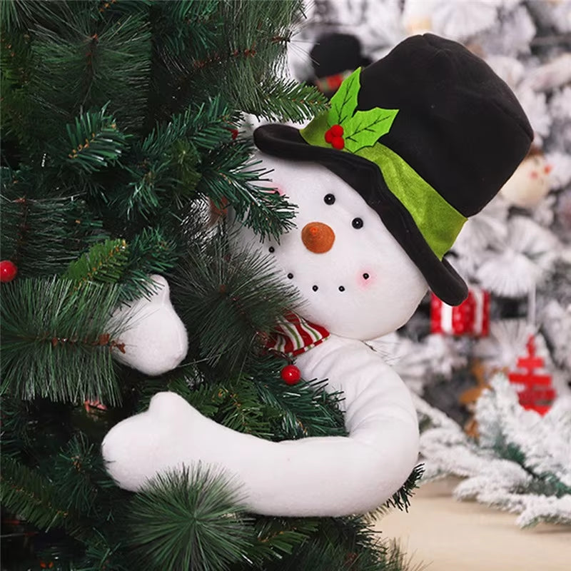 105Cm Cute Hugs the Tree Doll Santa Claus Snowman Christmas Tree Ornament Festive Decor Noel Atmosphere Cloth Xmas New Year 2022