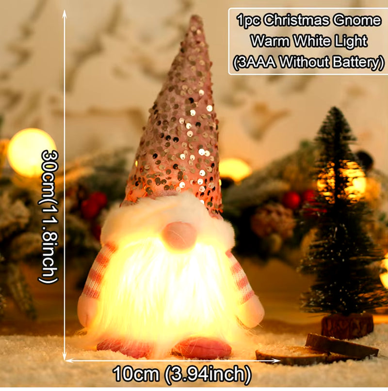 Christmas Doll Elf Gnome with Led Light Christmas Decorations 2024 for Home Xmas Navidad New Year 2025 Children'S Gifts Supplies