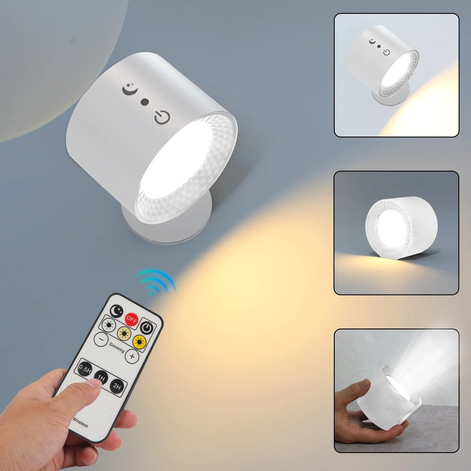 LED Wall Lamp Smart Magnetic Wall Light Touch Reading Lamp Remote Control Rotatable USB Rechargeable Portable Night Light