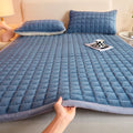 Quilted Mattresses Thickened Bedsheet Матрас Топпер Velvet Mattress Topper Skin-Friendly Bed Linen Blue Mattress(No Pillowcase)