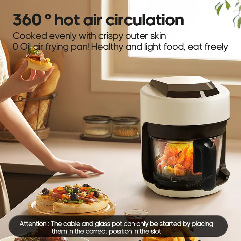 Free Electric Hot Glass Air Fryers Oven 12-In 1 2.5L White Air Fryers with Nonstick Basket Home Kitchen Appliances