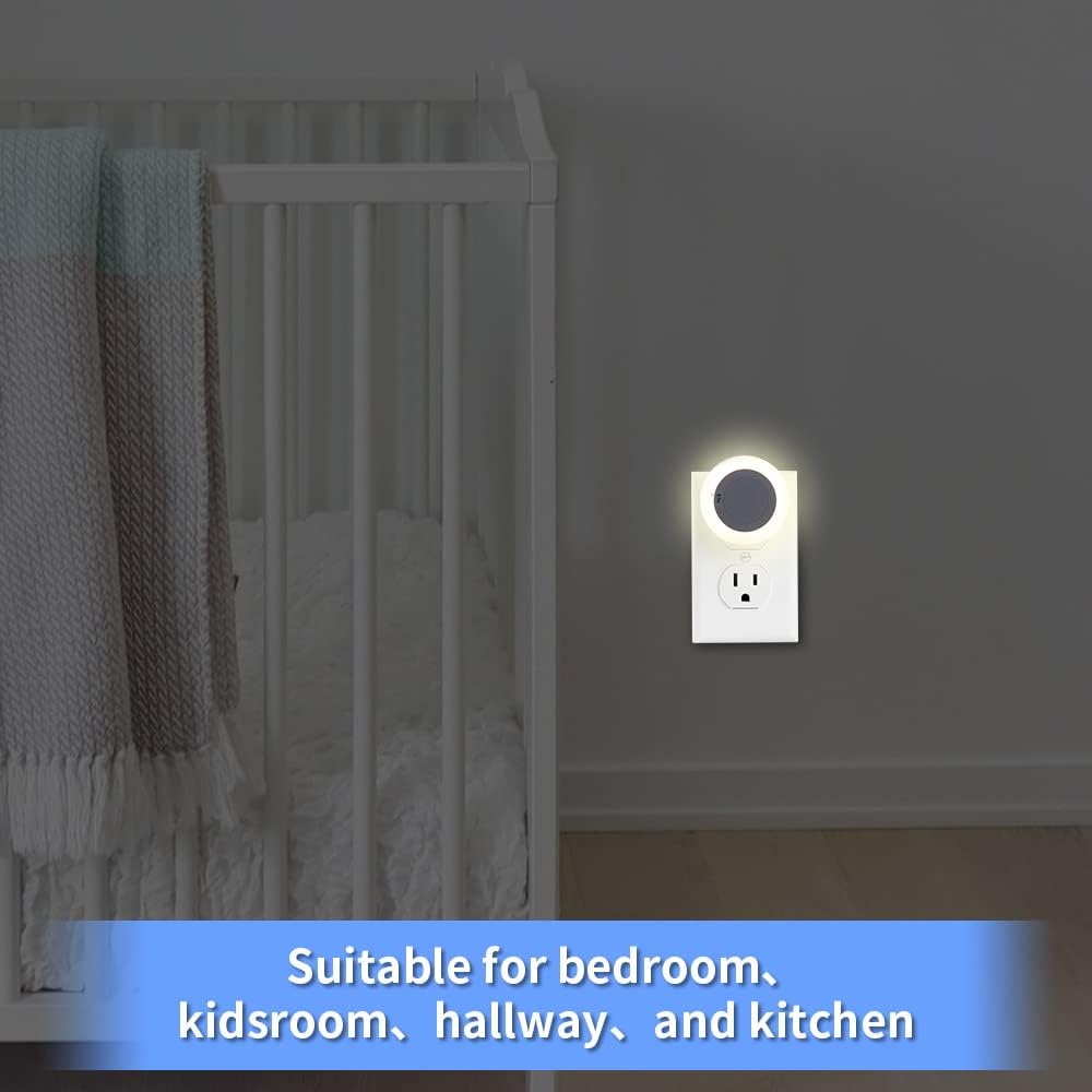 Plug in Night Light with High/Low/Off Switch, LED Manual Nightlight Max 20 Lumens, Indoor for Hallway, Bedroom, Kids Room, Warm White, Energy Efficient, ETL Listed 6 Pack