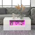 Modern High Gloss RGB LED Coffee Table with 4 Drawer Storage Organizer Sofa Side Table End Table Furniture for Living Room