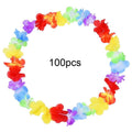 100Pcs Hawaii Christmas Wreath Door Decoration Hawaiian Party Artificial Flower Garland Necklace Luau Torpil