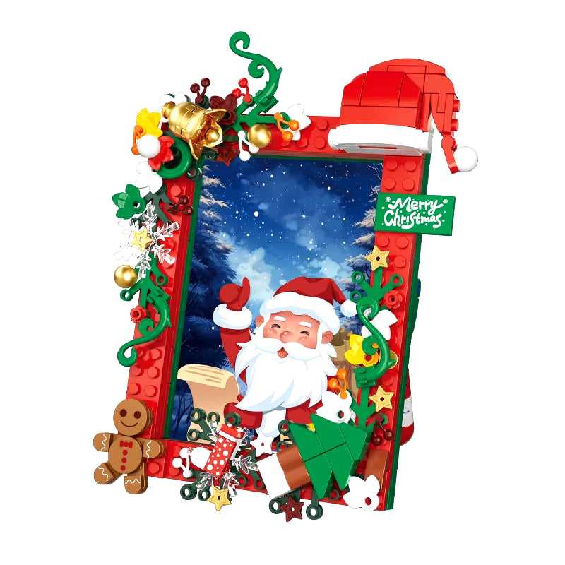 Christmas Photo Frame MOC Building Blocks Santa Claus Assembled Model Bricks Toys Desk Photo for Kids Christmas Gift