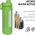 22Oz Insulated Water Bottle ，Stainless Steel Sports Water Cup Flask with 2 Lids, Wide Mouth Travel Thermal Mug,Outdoor Sports Bottle（Lemon Green）