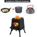 Wood Burning Camp Stove, Portable Cast Iron Camping Wood Stove, Black Woodstove with Carrying Case for Backpacking Outdoor Cooking, Large