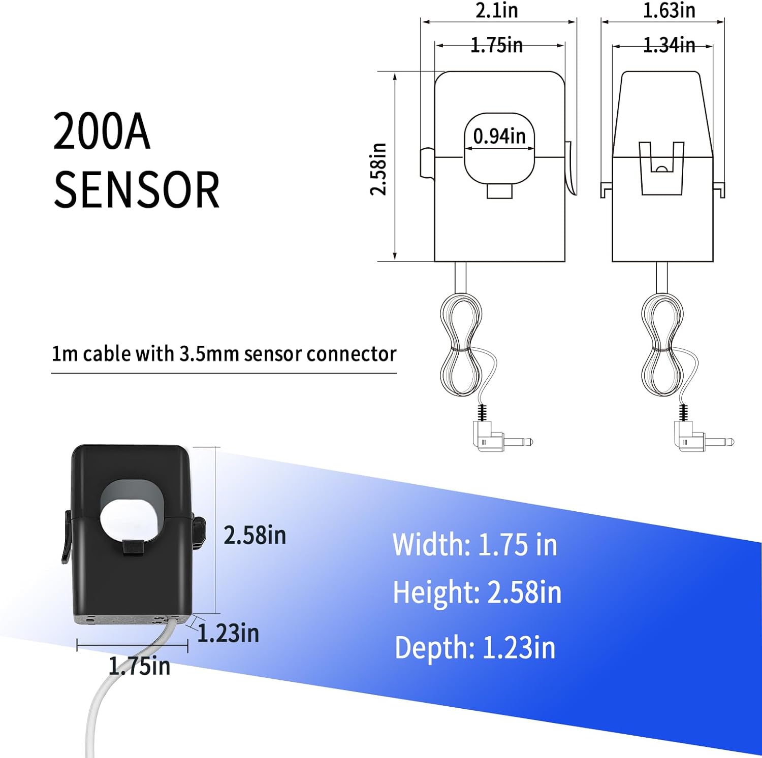 Smart Home Energy Monitor with 16 50A Circuit Level Sensors, Measure Power Usage in Real-Time, Easy Access to Energy Data & History with Mobile App (16 50A Circuit Level Sensors) - for All Phase !