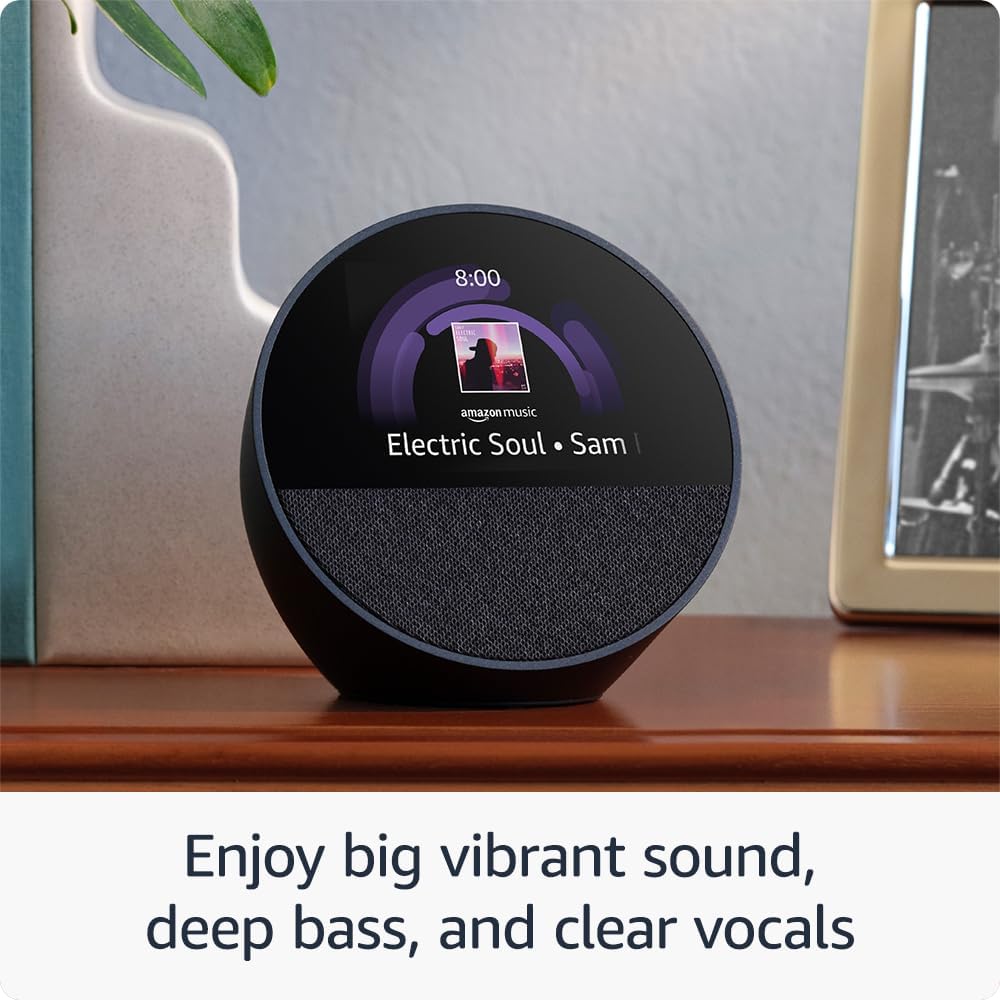 All-New  Echo Spot (2024 Release), Smart Alarm Clock with Vibrant Sound + Alexa, Black