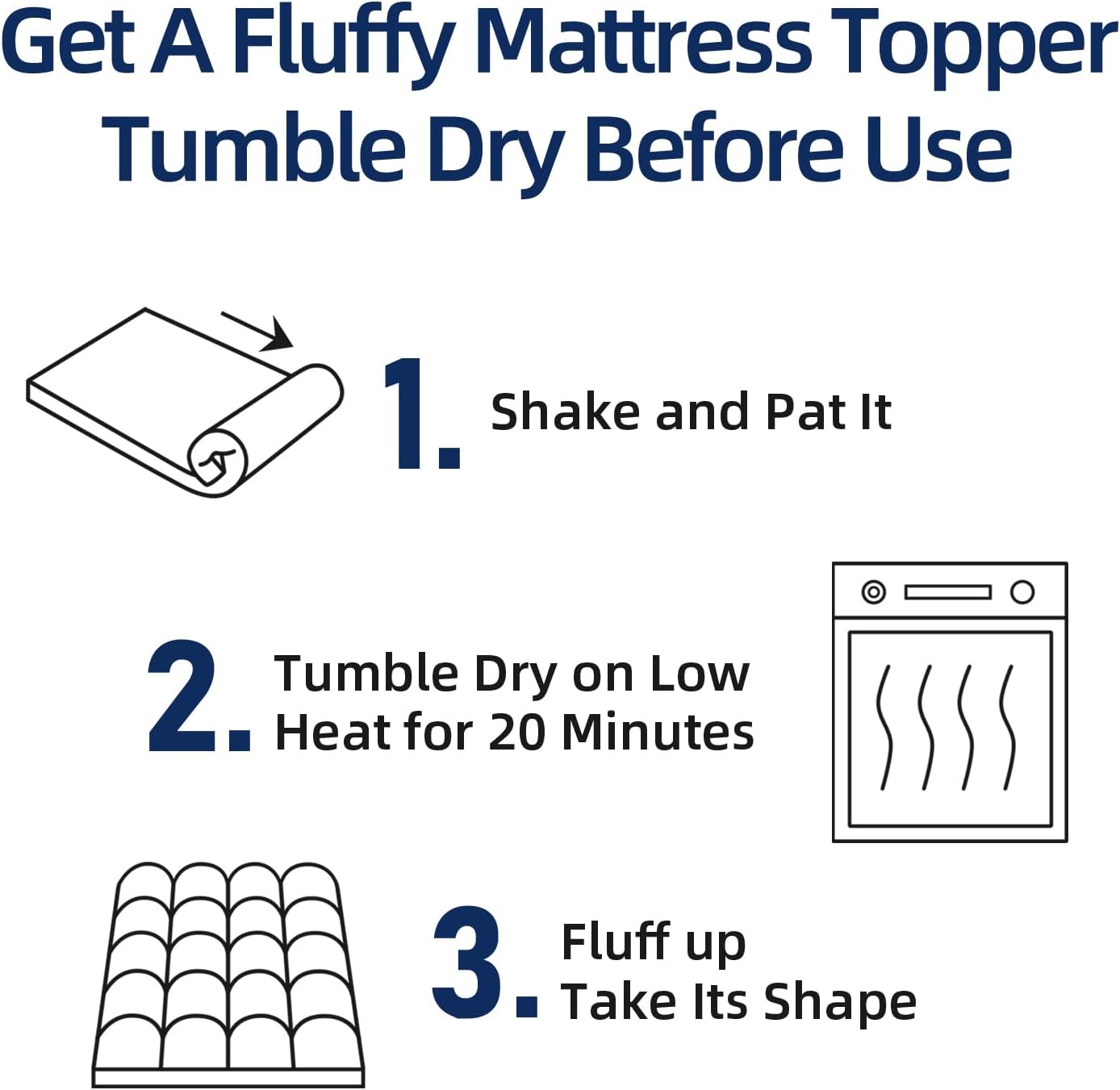 Mattress Topper Queen for Back Pain, Extra Thick Mattress Pad Cover, Plush Pillow Top Overfilled with down Alternative, Deep Elastic Pocket, White