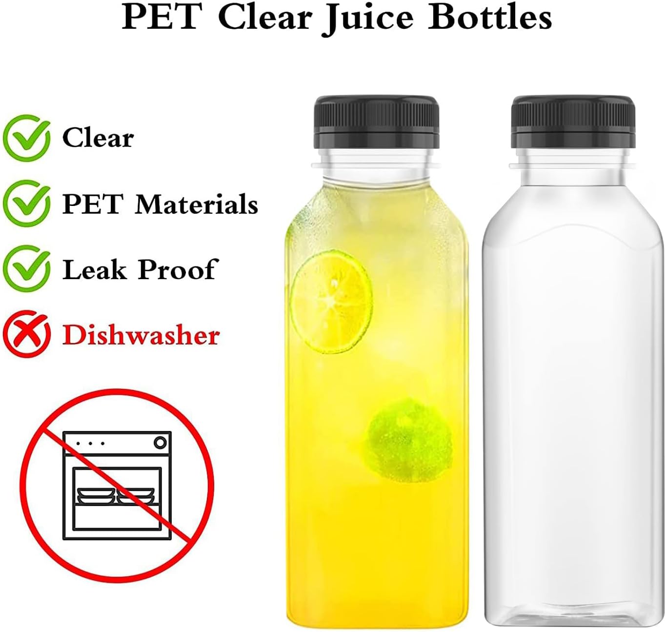 3 Pcs 17 Oz Plastic Juice Bottles Empty Clear Containers with Tamper Proof Lids for Juice, Milk and Other Beverage