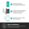 Kasa Apple Homekit Smart Light Switch KS200P3, Single Pole, Neutral Wire Required, 2.4Ghz Wi-Fi Light Switch Works with Siri, Alexa and Google Home, UL Certified, No Hub Required, White, 3-Pack
