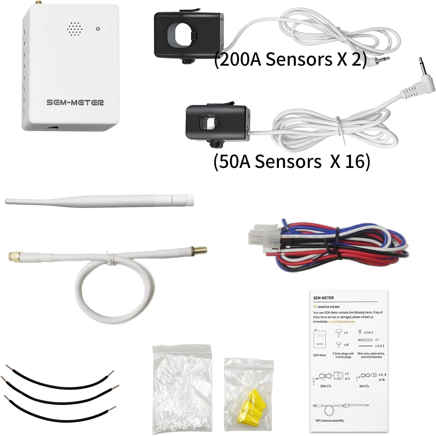 Smart Home Energy Monitor with 16 50A Circuit Level Sensors, Measure Power Usage in Real-Time, Easy Access to Energy Data & History with Mobile App (16 50A Circuit Level Sensors) - for All Phase !