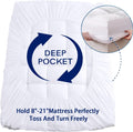 Mattress Topper Queen Size, Cooling Extra Thick Breathable Viscose Made from Bamboo Mattress Pad, Soft Quilted Fitted Mattress Cover with 1000 GSM down Alternative Fill (8-21”Deep Pocket)