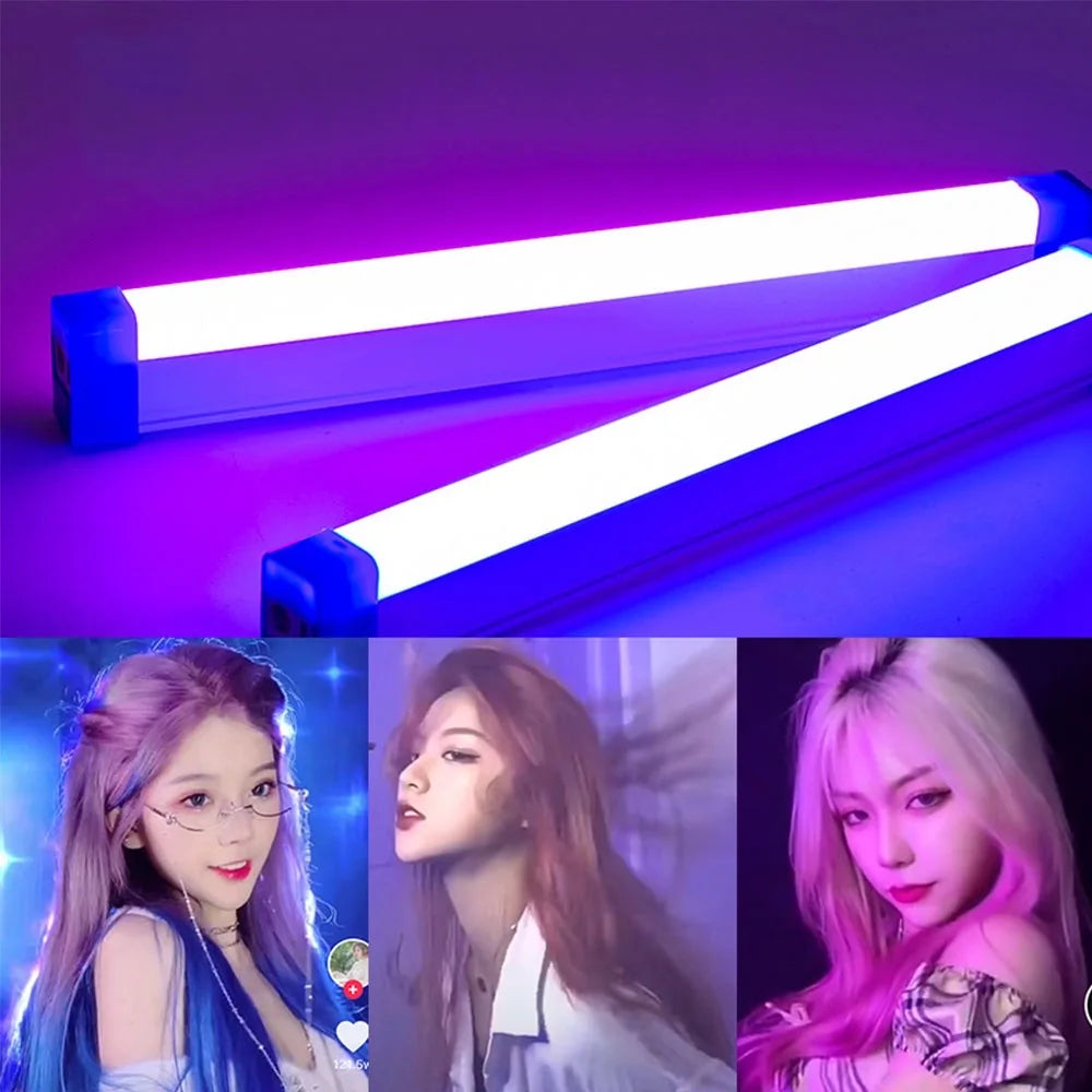 Colorful Tube Light RGB Light 17Cm/32Cm USB Light Night Light Purple Blue Light Stick Room Lamphandheld Hanging Fill Light Photo