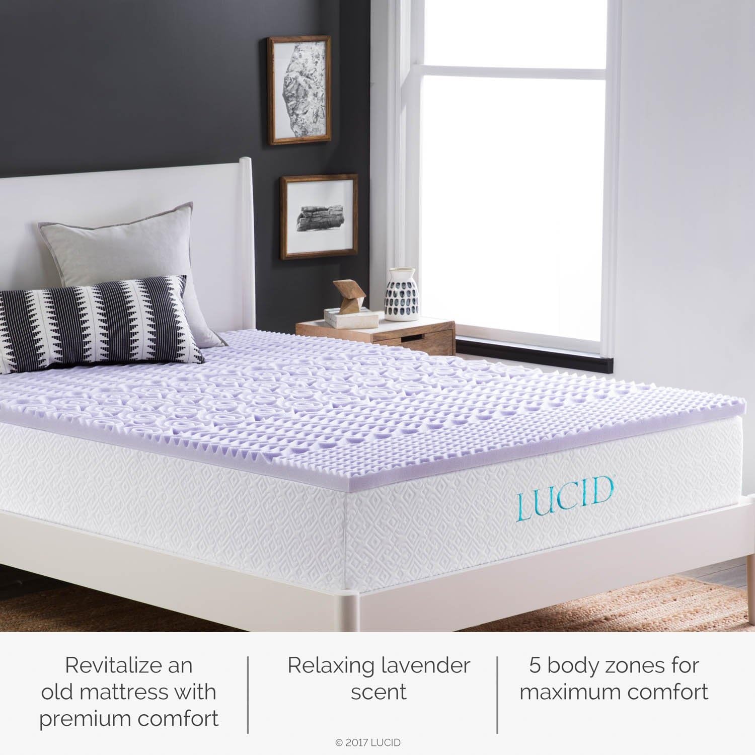 2 Inch 5 Zone Lavender Memory Foam Twin XL Mattress Topper