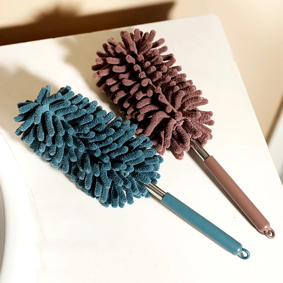 1Pc Extendable Handle Feather Duster Telescopic Dust Brush Cobweb Brush Catcher Mites Gap Dust Car Home Cleaning Tools