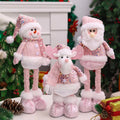 1Pc-New Santa Claus Snowman Elk Pink Sequin Telescopic Doll Merry Christmas Decorations Window Props Matching Supplies Ornaments