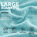 Extra Large Lightweight 108X90 Soft Chenille Throw Bed Blanket for Bedroom with Fringe Tassel, Decorative Blankets and Throws, Cozy Warm Blanket for Men and Women, Blue Oversized King Size